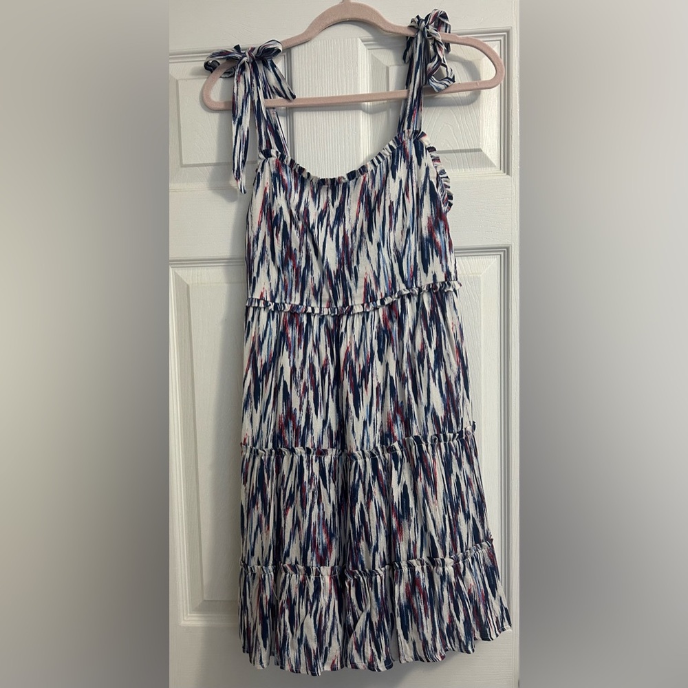 Stylish Women’s Dress in Blue and Red Pattern